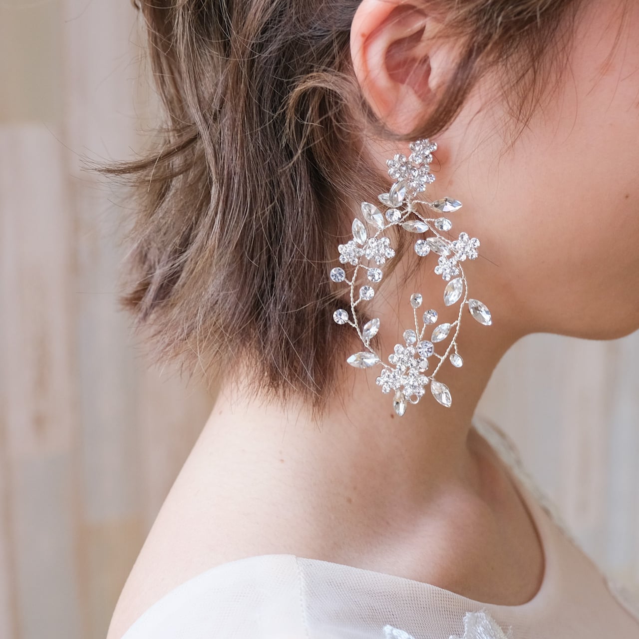 季節のおすすめ商品 フラワー イヤリング ピアス シルバー 結婚式 ウェディング アクセサリー