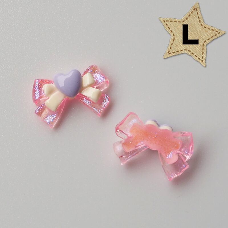 2個 70円】全12色 ハート×リボン ネイルパーツ 大 | リボンと
