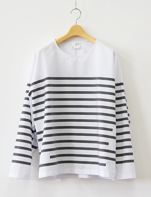 aulico : LONG SLEEVE BORDER TEE SHIRT / BLACK