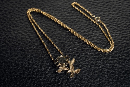 Official Harley Davidson Vintage Gold Eagle Necklace