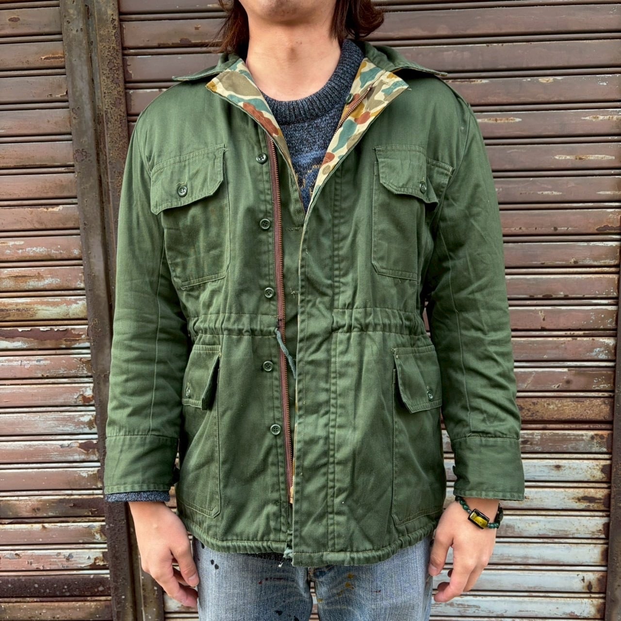 ダックハンターカモ ミリタリージャケット リバーシブル S 迷彩