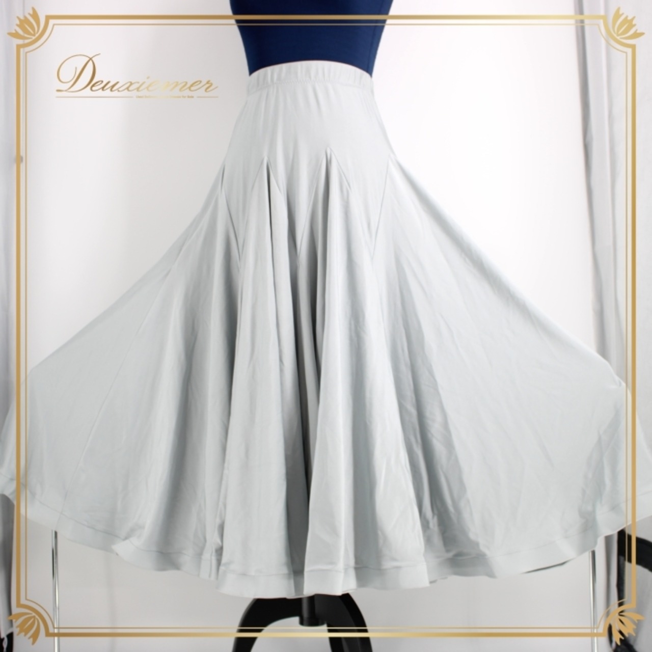 社交ダンス 衣装 スタンダード スカート レッスンウェア 女性用 レディース オールシーズン GRANT グレイ系 無地 シンプル 練習着 かわいい ライトグレー ふんわり シルエット 伸縮性 ダンスウェア 可愛い かわいい おしゃれ 女性ファッション