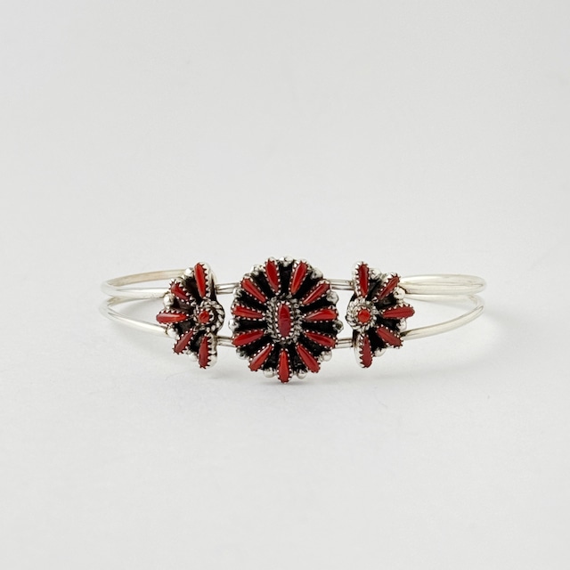 《Indian Jewelry 》 レッドコーラル  ニードルポイント フラワー  バングル　