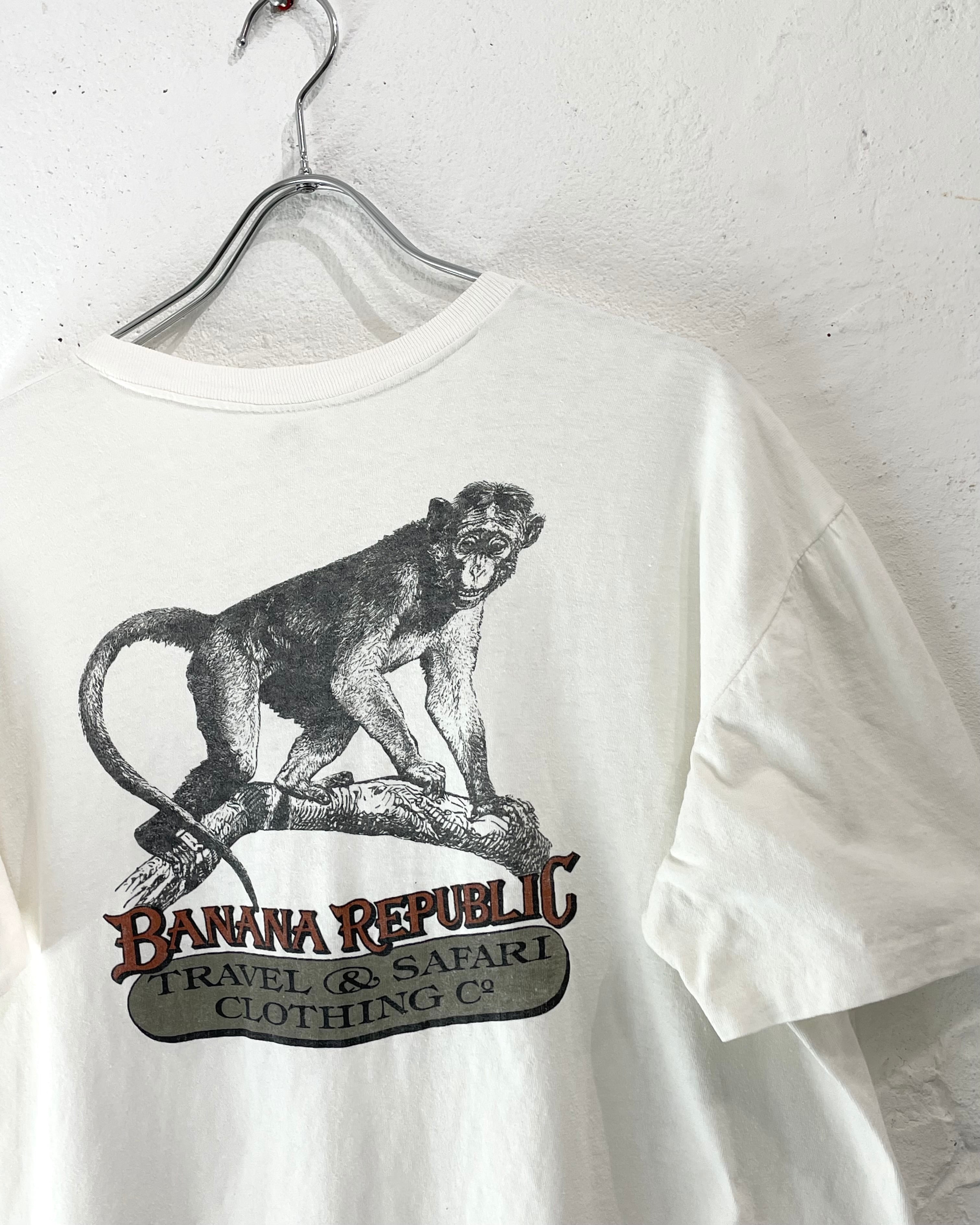 80s~ BANANA REPUBLIC "Monkey" S/S Print Tee USA製