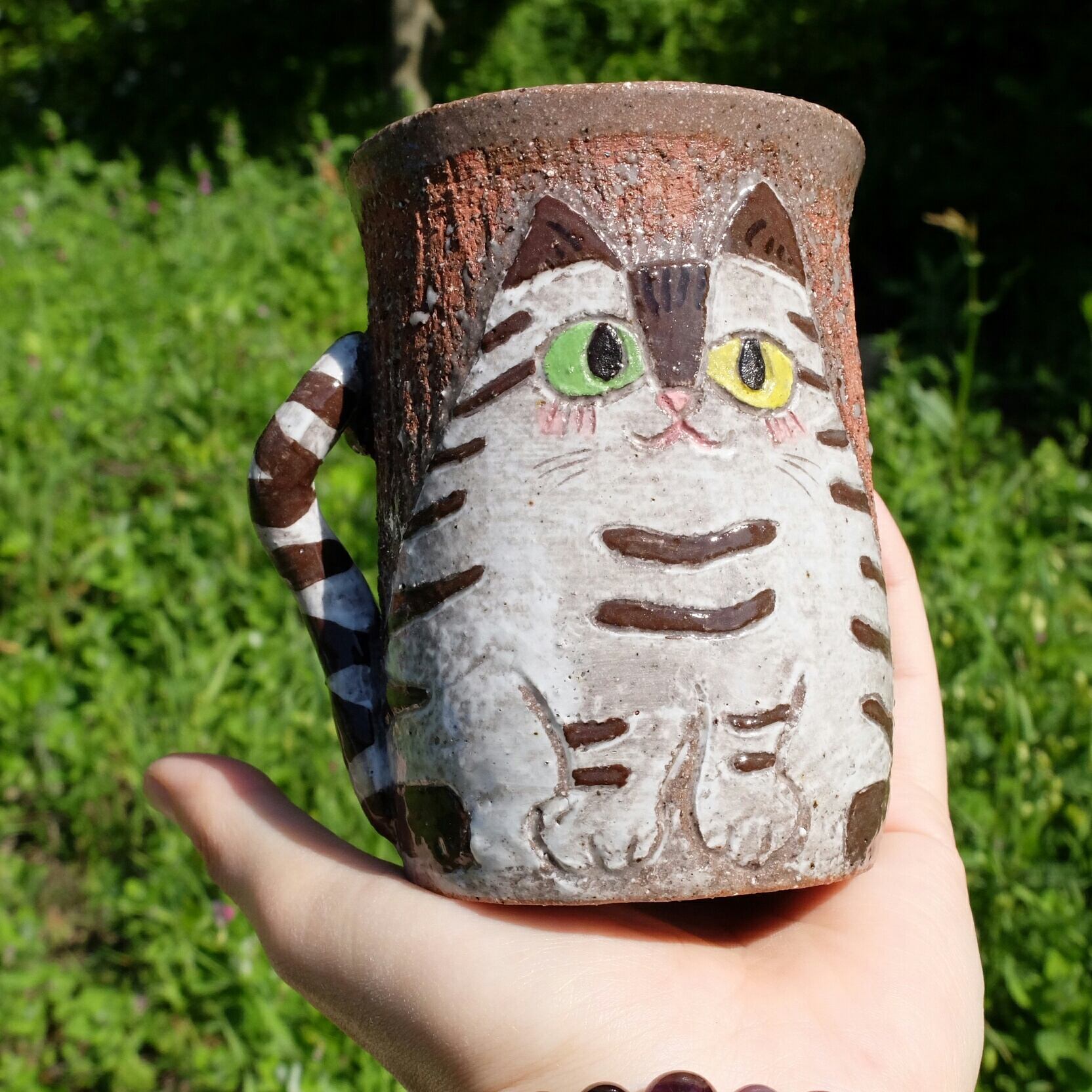 猫好きのためのマグカップ(２)：茶白シマシマ