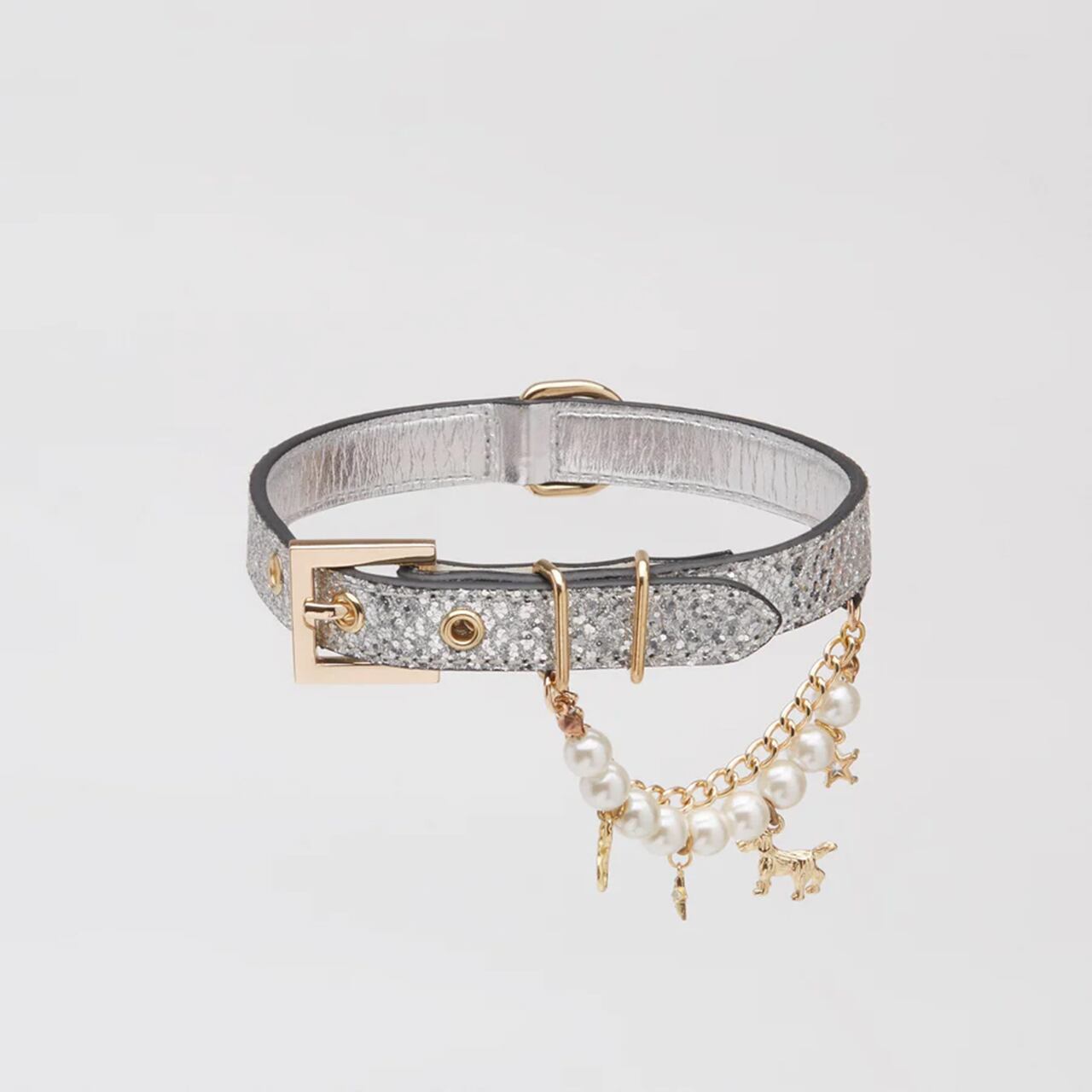 GLITTER COLLAR WITH PEARL(Silver) / OVER GLAM