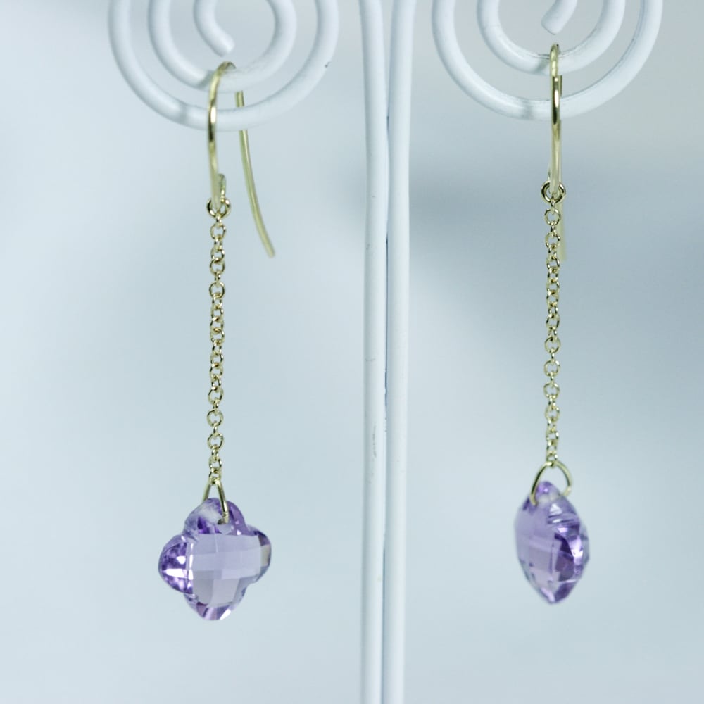 アメジストのロングフックピアス フランス K18 | Jewelry SIMON