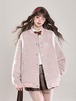 2024 秋冬 韓国かわいい レディースふっくら厚手アウター ブルゾン お出かけ長袖セクシーベースシルエットトップスリッチ サイド冬カジュアルファッション系サイズお出かけネックフル丈スリーブトラック