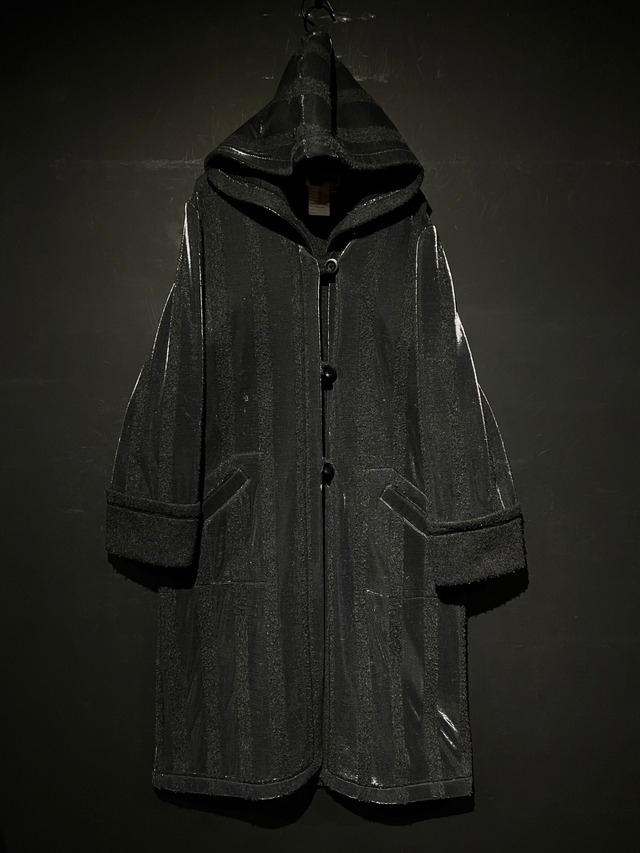 【WEAPON VINTAGE】Metallic Silver Line Vintage Loose Hooded Coat