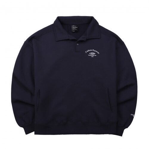 BADBLOOD] CLASSIC LOGO POLO SWEATSHIRTS IN NAVY 正規品 韓国