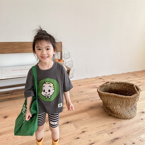 【80-130】夏新作韓国風半袖カートゥーンプリントTシャツ