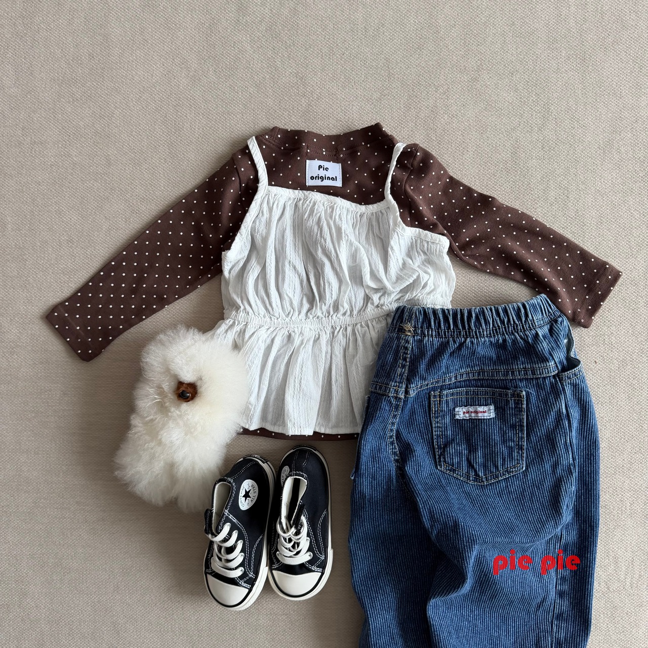 韓国子供服 / pie / 26Autumn /チョコピックドットT/ 秋服 /長袖Tシャツ*XS~XL *