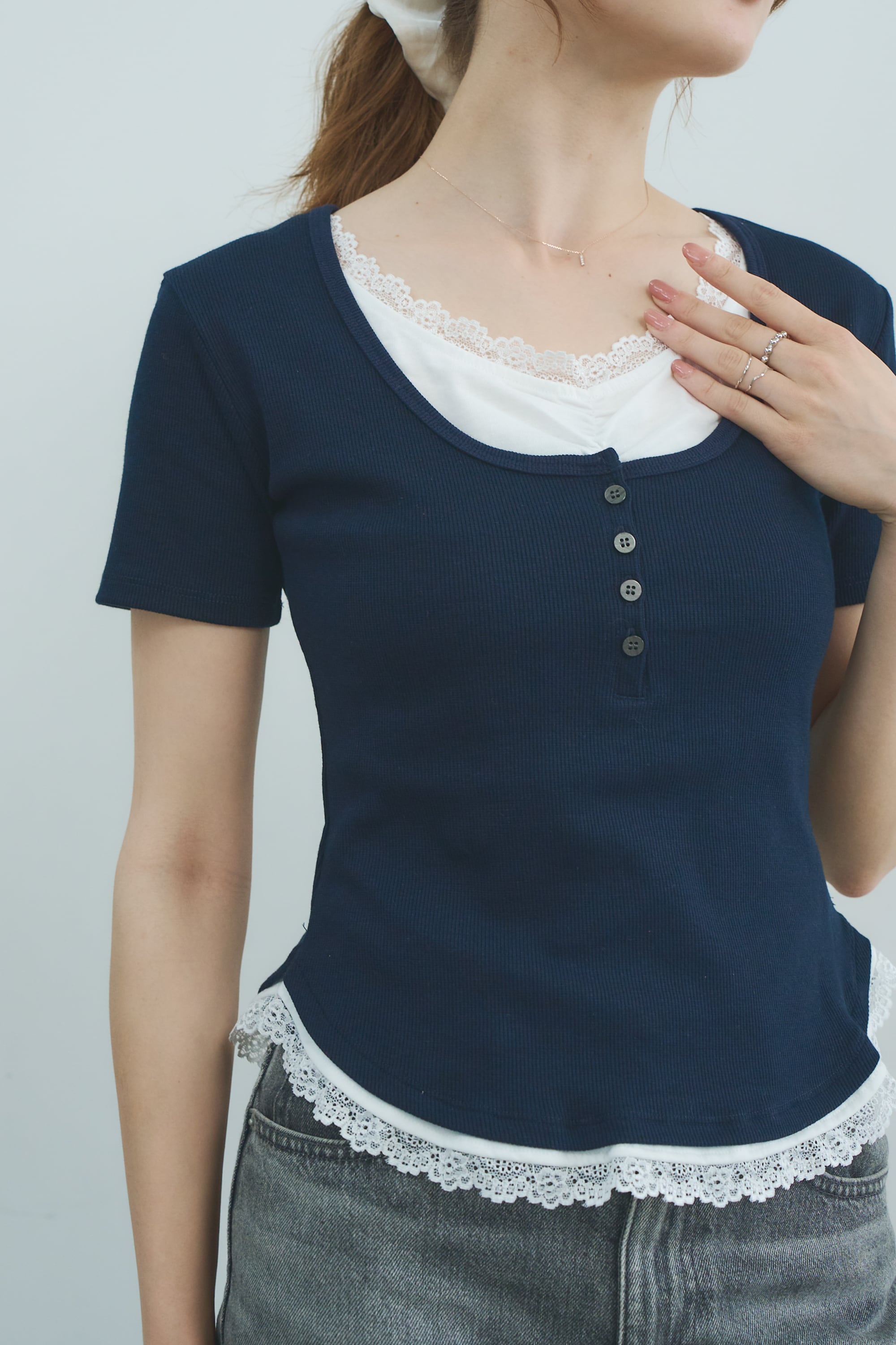 ラメミックスメッシュトップス | Bijou