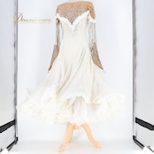 社交ダンス 衣装 クリスアン chrianne スタンダードドレス ワンピース ドレス スタンダード 白 フロート レース ゴージャス デモ 競技 ダンス パーティドレス パーティ イングランド製 発表会 ホワイト系 ストーン エレガント フォーマル おしゃれ かっこいい パフォーマンス用 高級感 競技会用