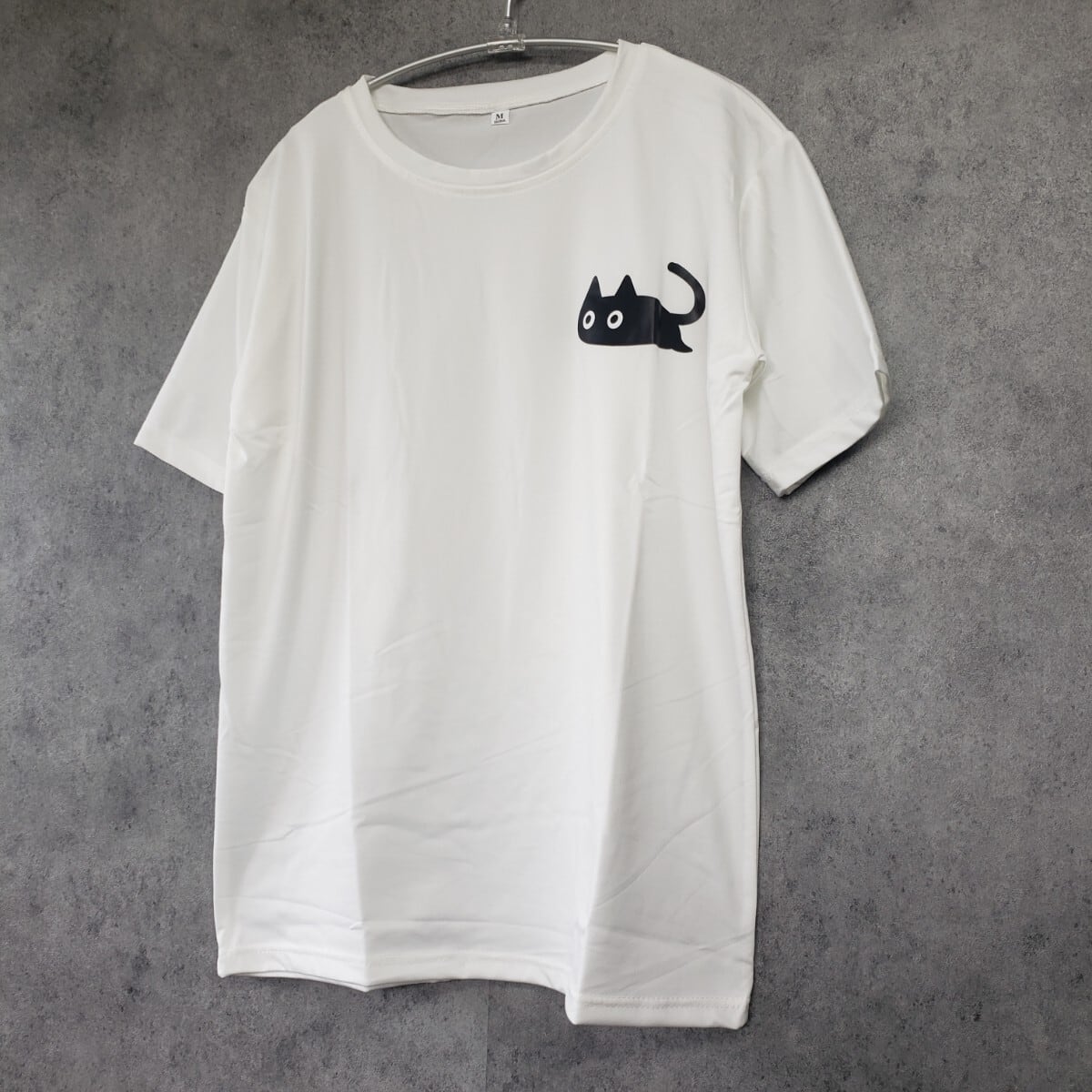 猫 Tシャツ 白 L レディース 夏 半袖 ワンポイント キュート ホワイト