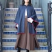 EU VINTAGE PIPING DESIGN WOOL CAPE COAT PONCHO/ヨーロッパ古着パイピングデザインウールケープコートポンチョ