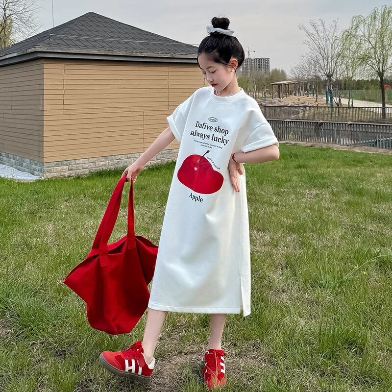 130~170♡オーバーサイズりんご♡Tシャツワンピース