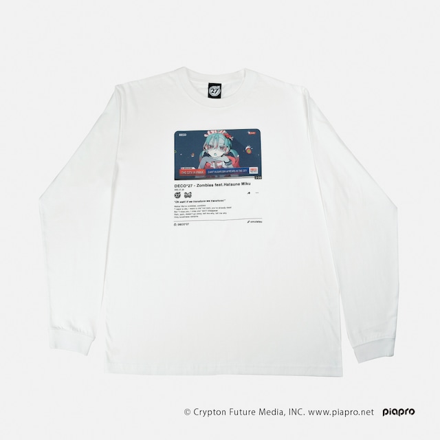 【ゾンビ】サムネイルロングTシャツ / ホワイト