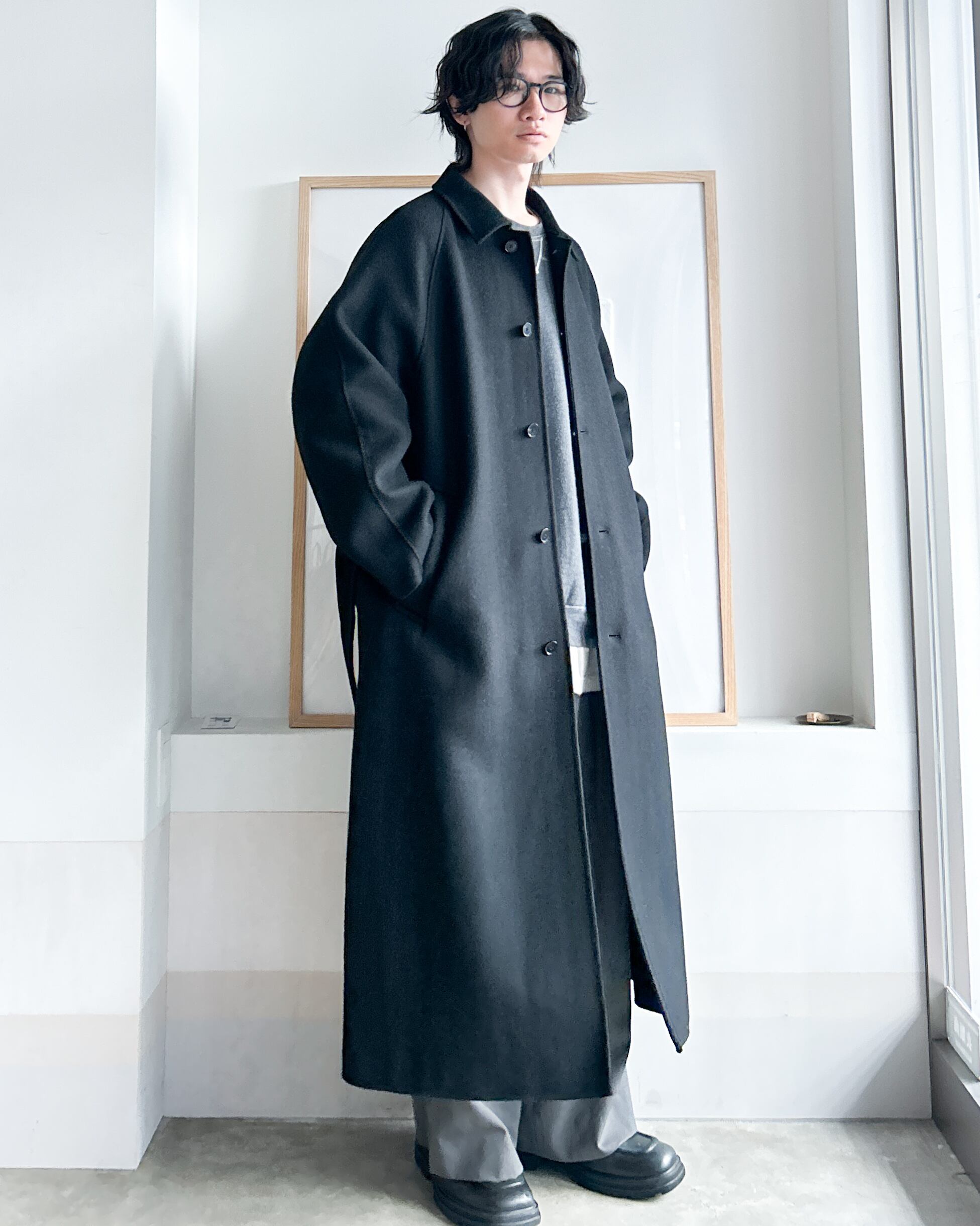 MB メルトンコート　ストールセット Super170s Prime-Over Melton Balmachan Coat