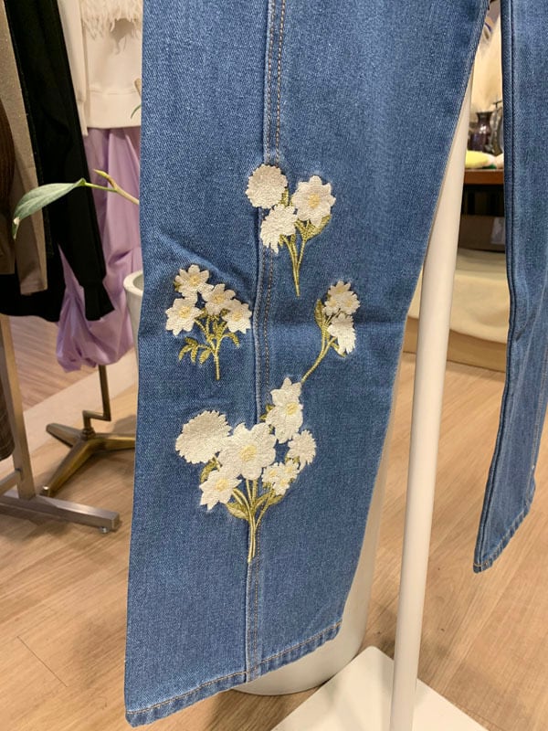 デニムパンツ フラワーペイント インディゴ フラワー刺繍デニムパンツ［Color:インディゴ］［Size:S,Mサイズ］通常