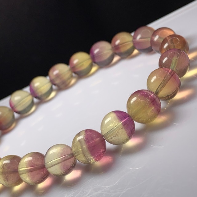 イエロー×パープル✩バイカラーフローライトブレスレット