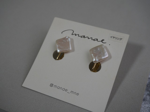 【 PURE 】square pearl earring