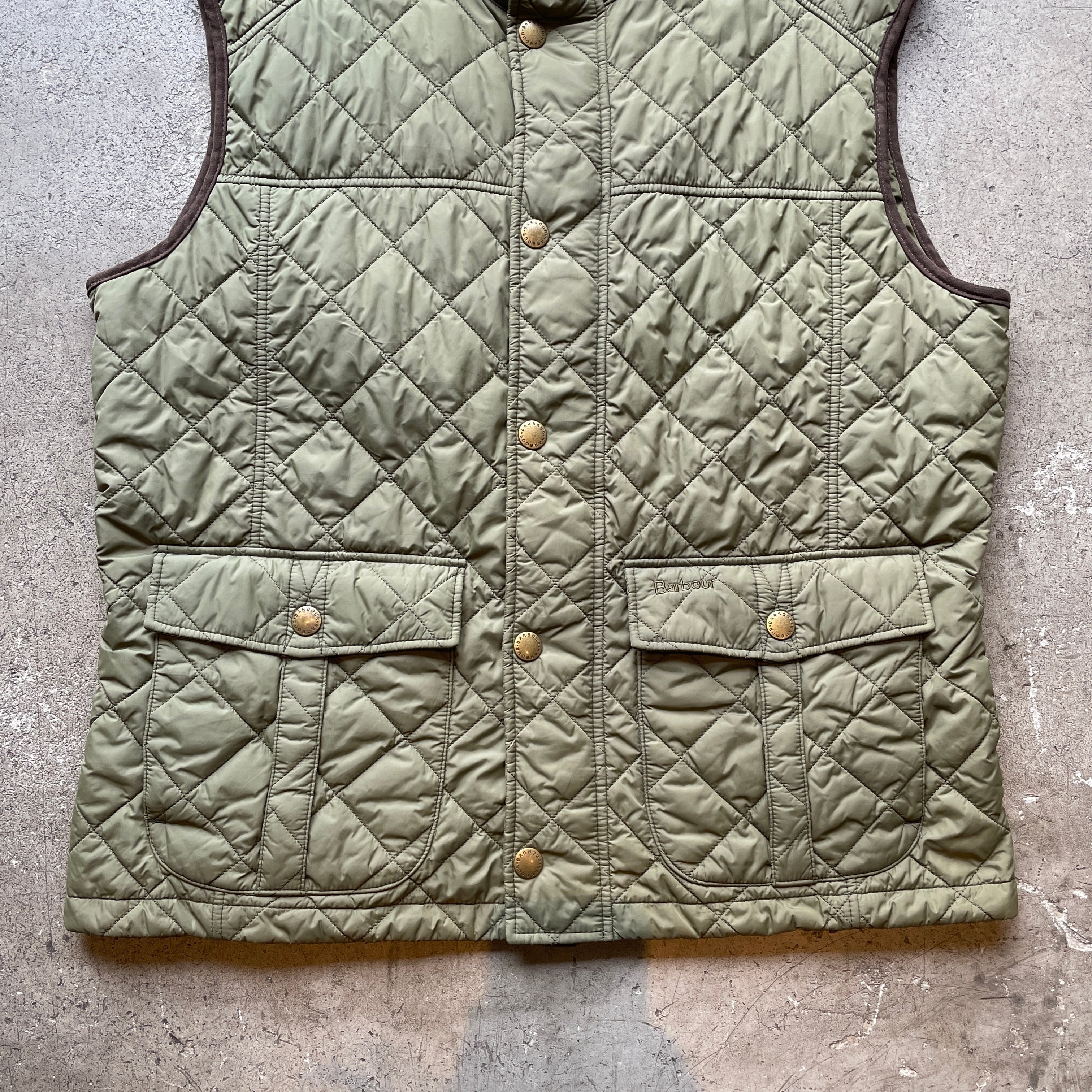 90年代 イングランド製 Barbour バブアー キルティングベスト オリーブ Barbour キルティングベスト L イングランド製 | used clothing shop