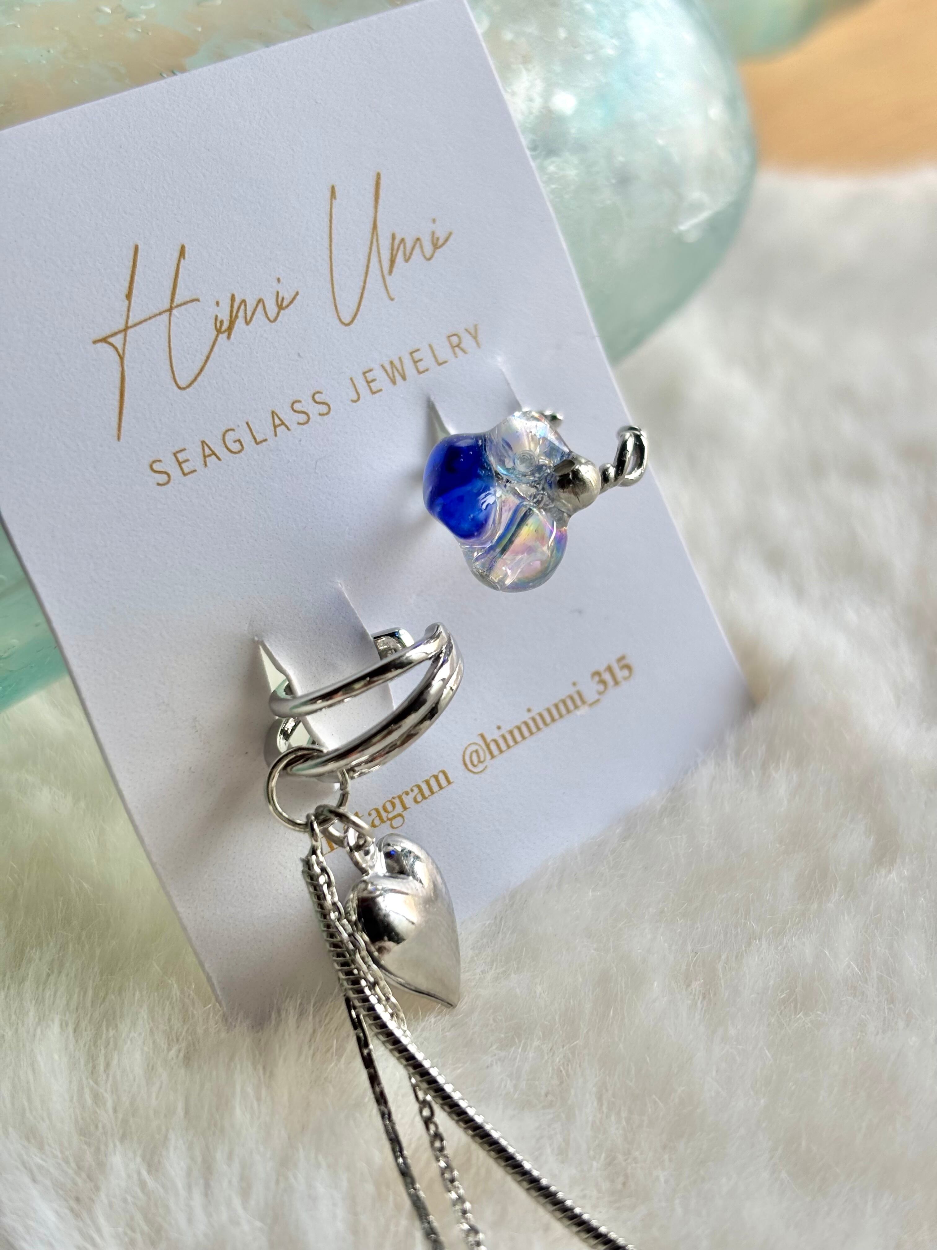 特別な氷見シーグラスイヤカフセットno55