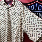 90s TOMMY HILFIGER リネン×コットン ペイズリーシャツ 半袖シャツ