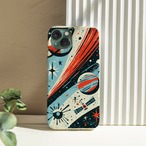 受注生産 iPhoneケース 惑星とロケットのスピードライン｜宇宙ポスター風 RFSP049A