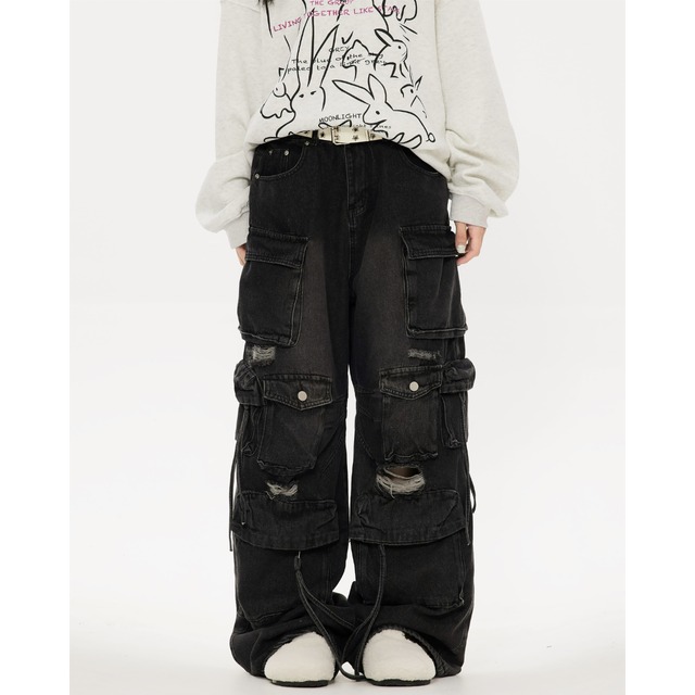 cargo pocket distressed denim　カーゴポケットダメージデニム　J0820