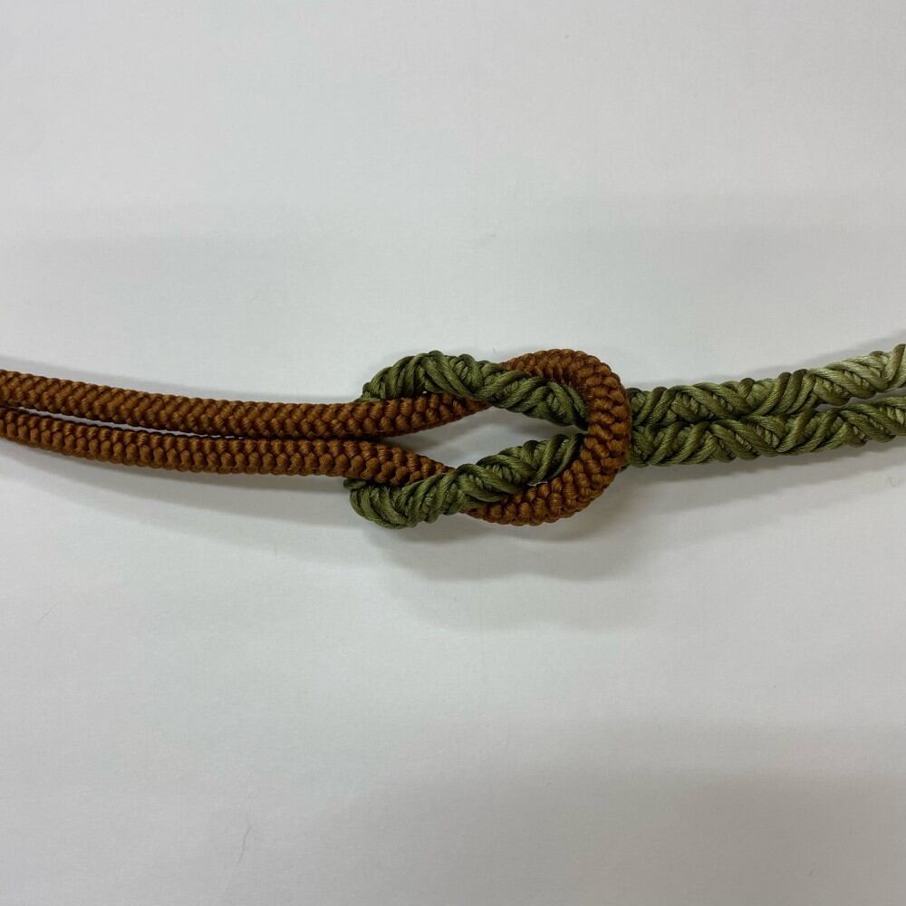 帯締め 新品 帯締め 帯〆 茶 緑 小紋 紬 普段着用 お洒落 正絹 絹100% 和装小物 6482