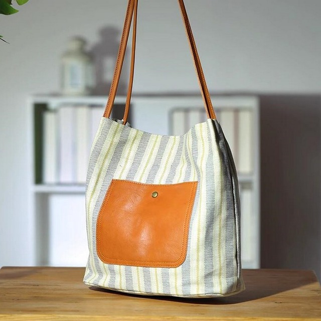 ストライプカジュアルトートバッグ　　M0322