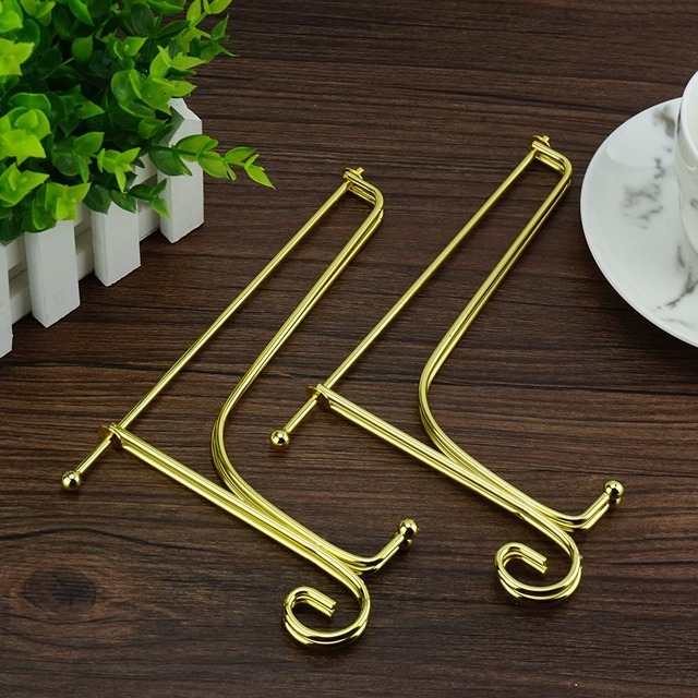 Artliving ゴールド プレートスタンド アイアン 皿立 写真立て 本立て 8号 (2 個セット)