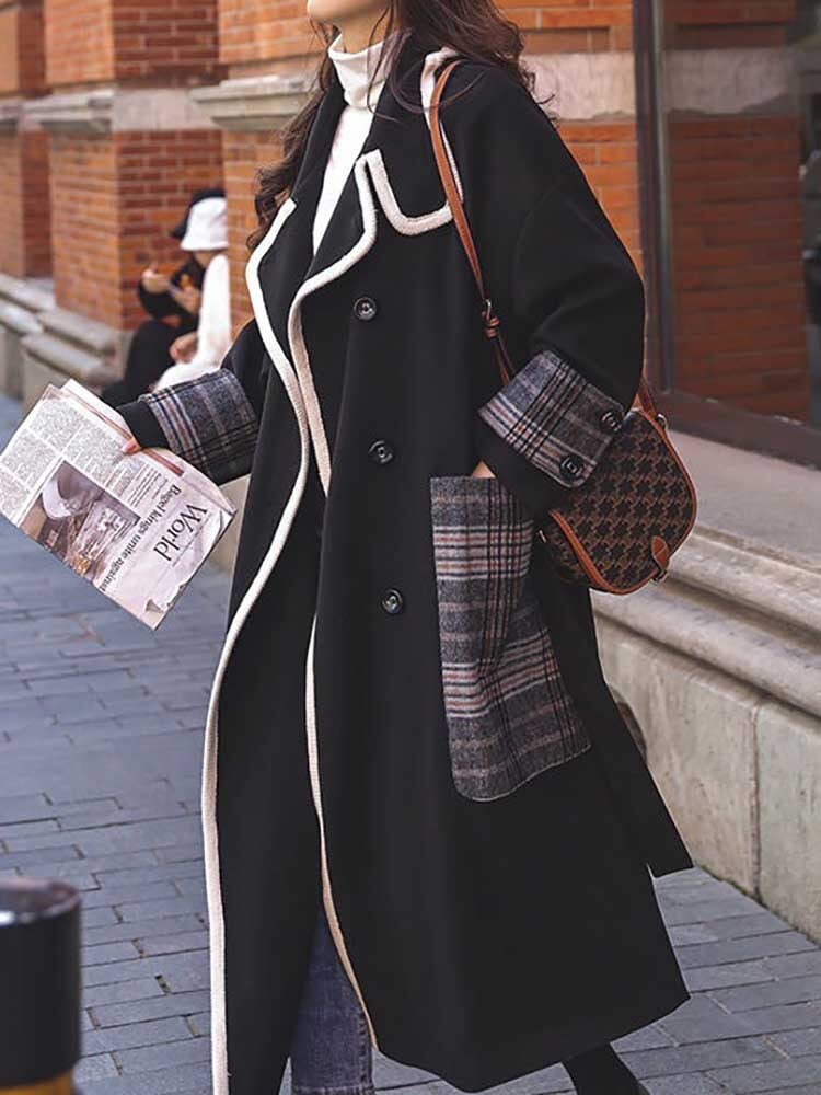 チェック柄 ダブルブレスト ロングコート Lサイズ 即納】1点限定 チェック柄デザインダブルブレストロングコート 大人