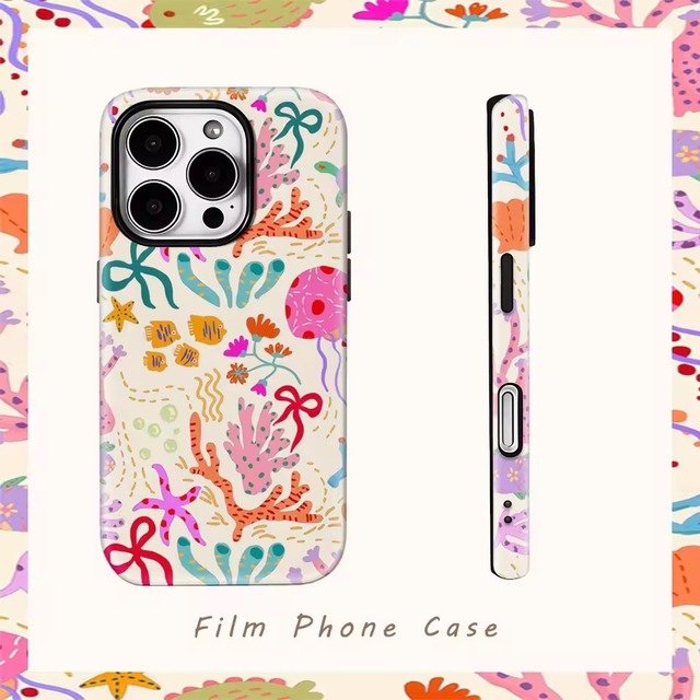 ゆるカラフル海のいきもの iPhoneケース（iphone12-17対応）0091