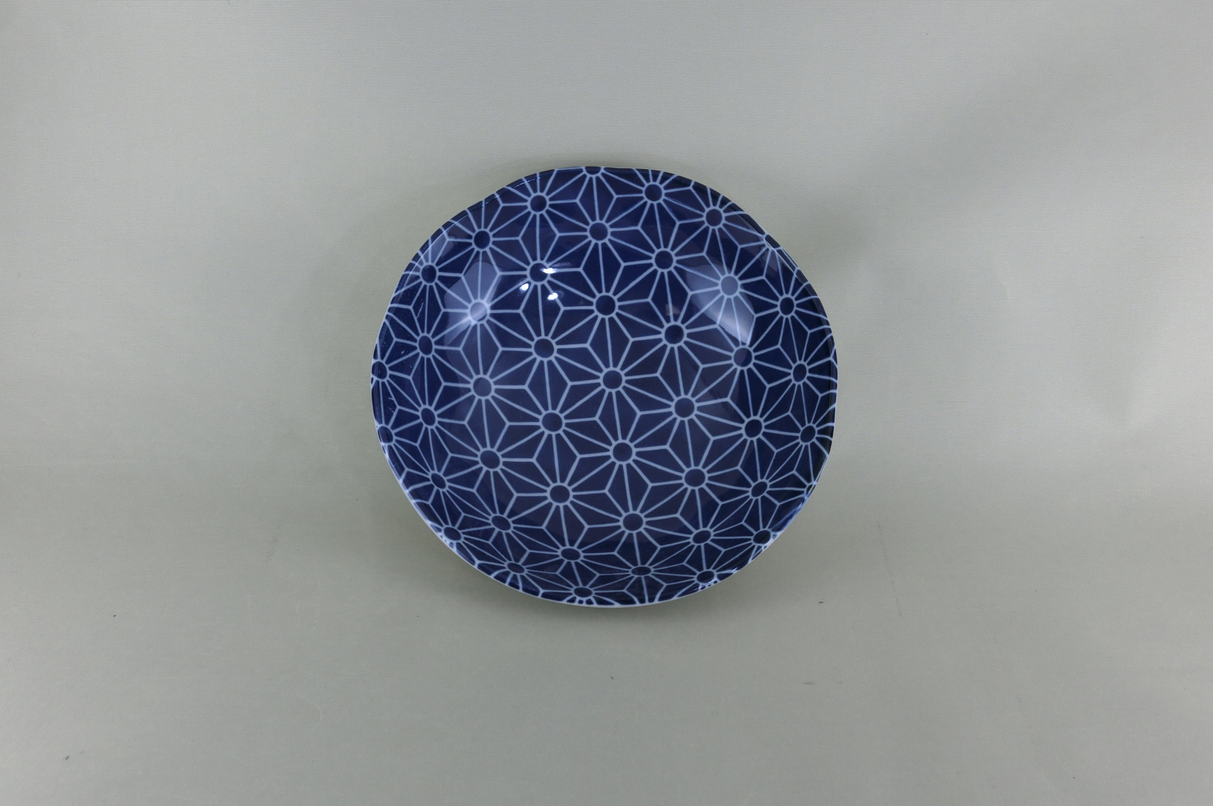 藍小紋伝統柄シリーズ　中鉢（麻の葉）