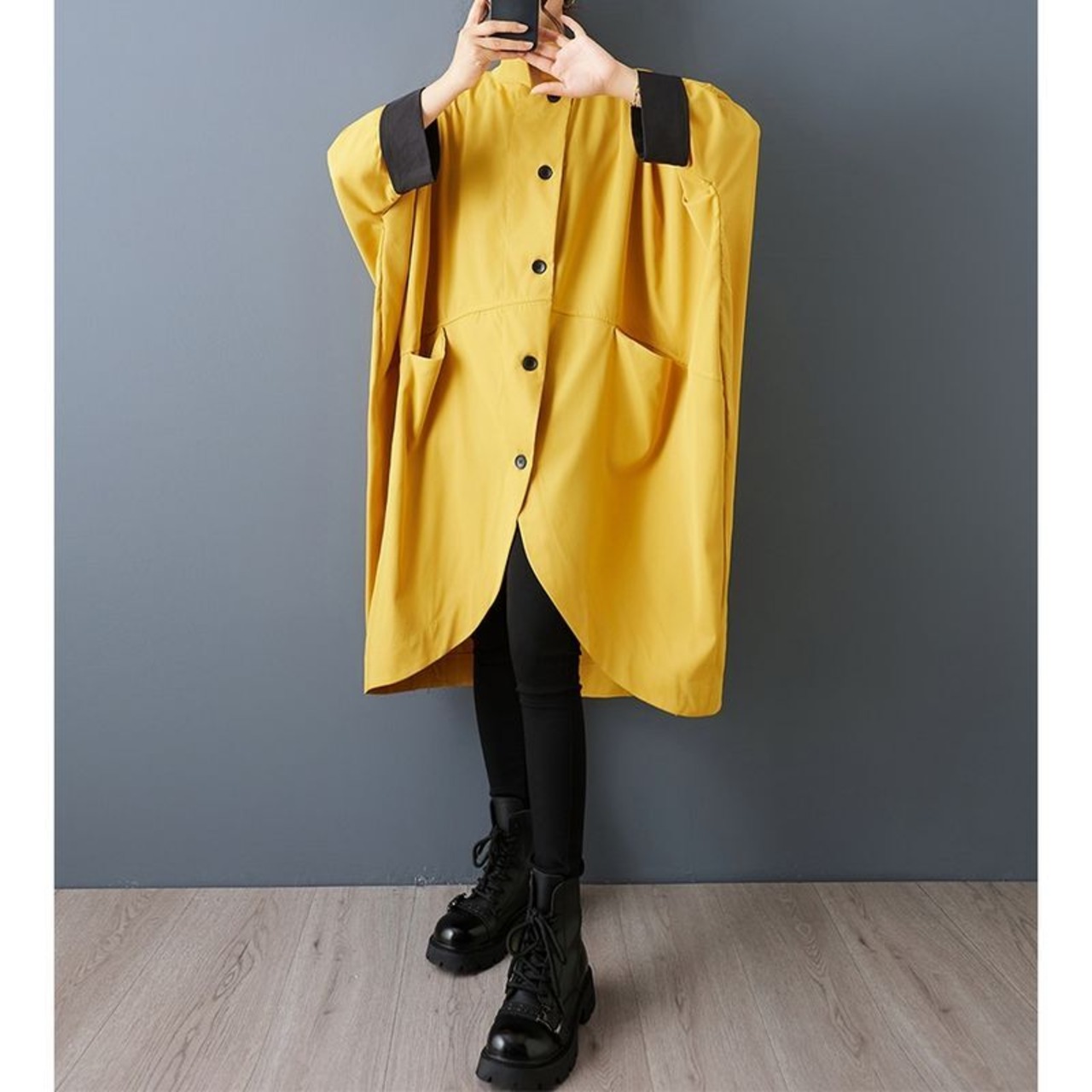 ボタンフロント コクーン ジャケット 60069