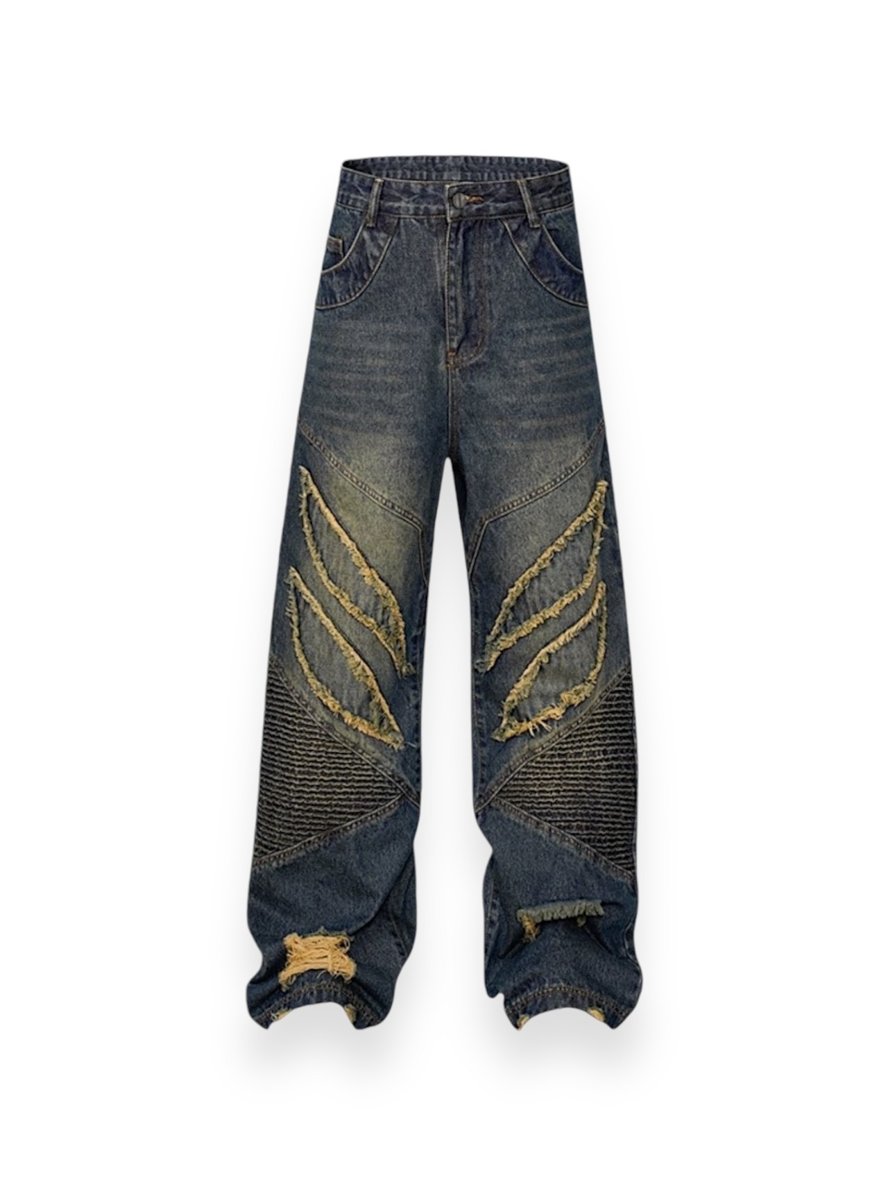 【PLANET STUDIO】elaborate switching straight denim pants