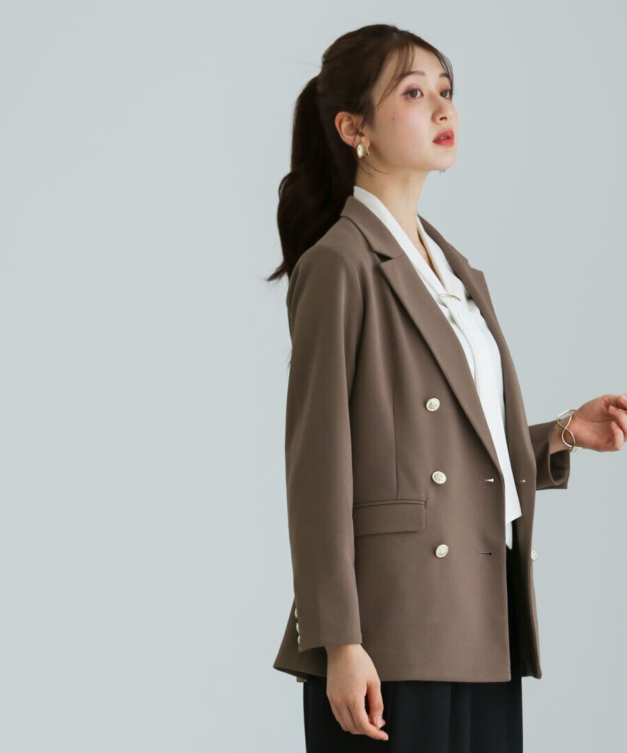 洗えて動けるワーママダブルジャケット【手洗いできるハイストレッチ