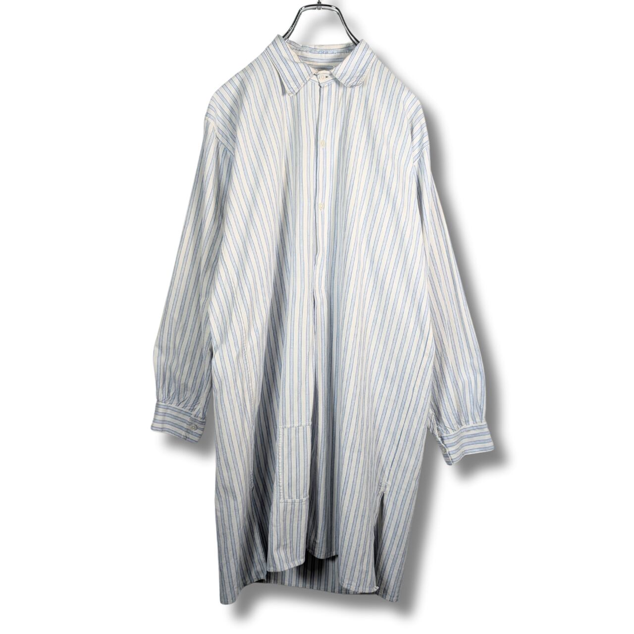 グランパシャツ フランス 30's 古着 ストライプ ホワイト NA32