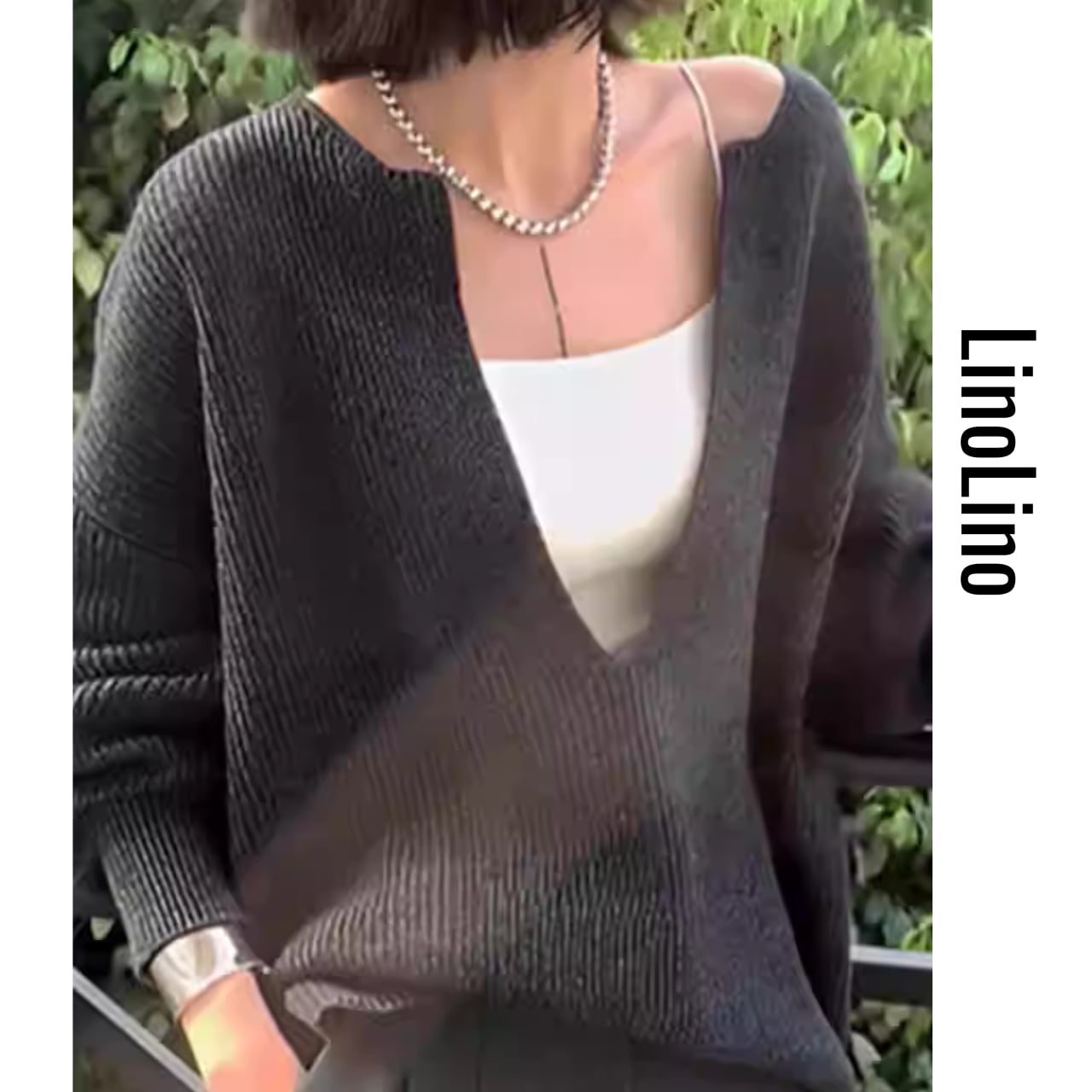 V-neck Long Sleeve Oversized Knit L00712