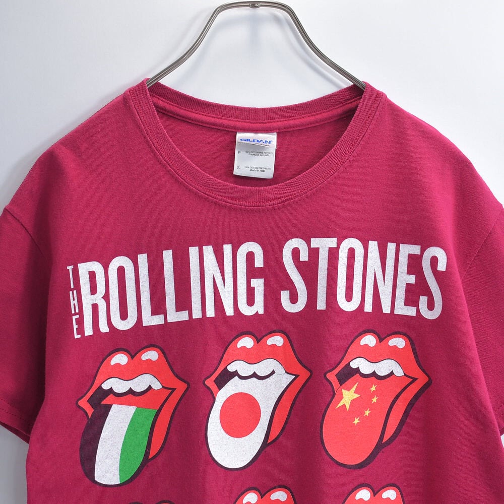 2014 THE ROLLING STONES ローリングストーンズ 14 ON FIRE リップス&タン ツアーTシャツ バンドT ロックT レッド ヴィンテージ ビンテージ 古着 メンズSサイズ