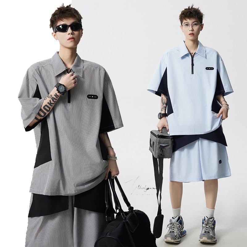 悟シリーズ】☆セットアップ☆ 2color トップス+短パン 2点セット ユニ