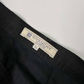 90s GIVENCHY ジバンシィ 麻100% リネン セットアップ ダブルジャケット & スカート 13 B2/ビンテージ/ブラック