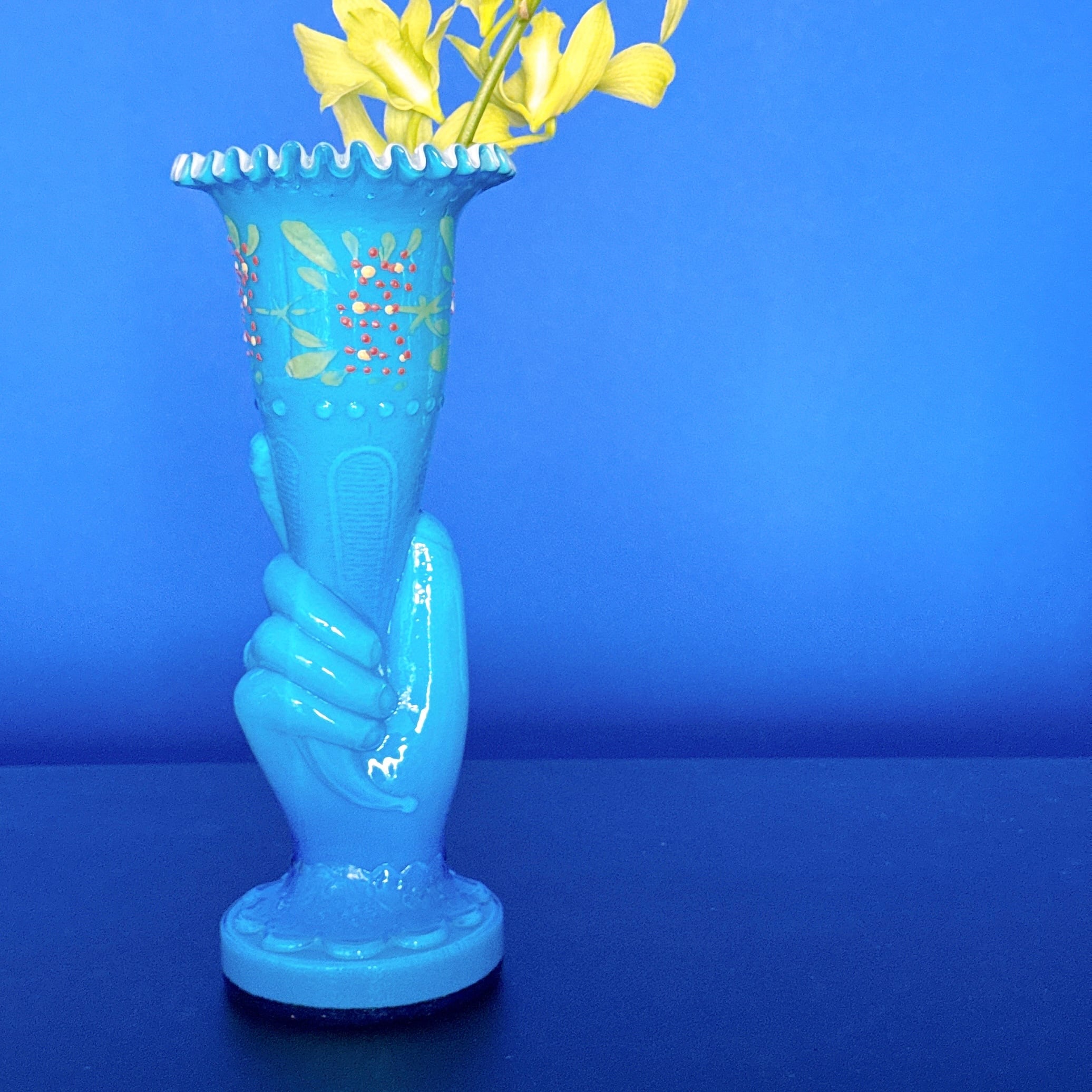 青いハンドペイント花瓶 hand painted flower vase | cobaltblue87