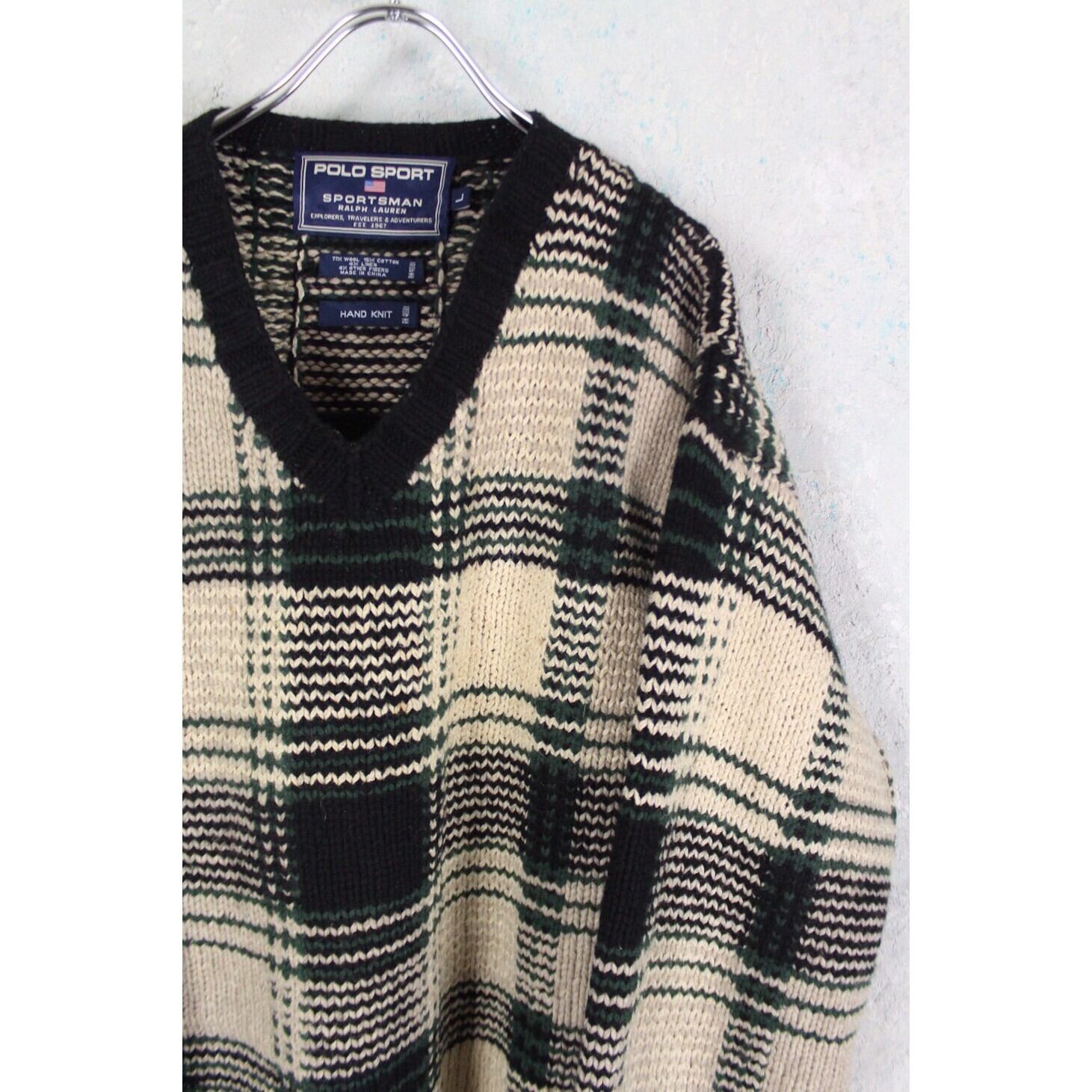 WIDE CHECK HAND KNIT ワイドチェックハンドニット