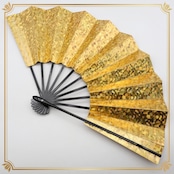舞扇子 踊り用 ホログラム ゴールド系 扇子 せんす 黒塗り 日本舞踏 あですがた よさこい まいせんす まいおうぎ 金 黒 キラキラ 飾り 華やか 目立つ 箱 箱付き ブラック系