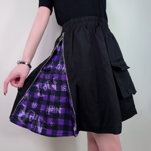 ポケット付き2WAY MINI SKIRT【PURPLE CHECKERED】