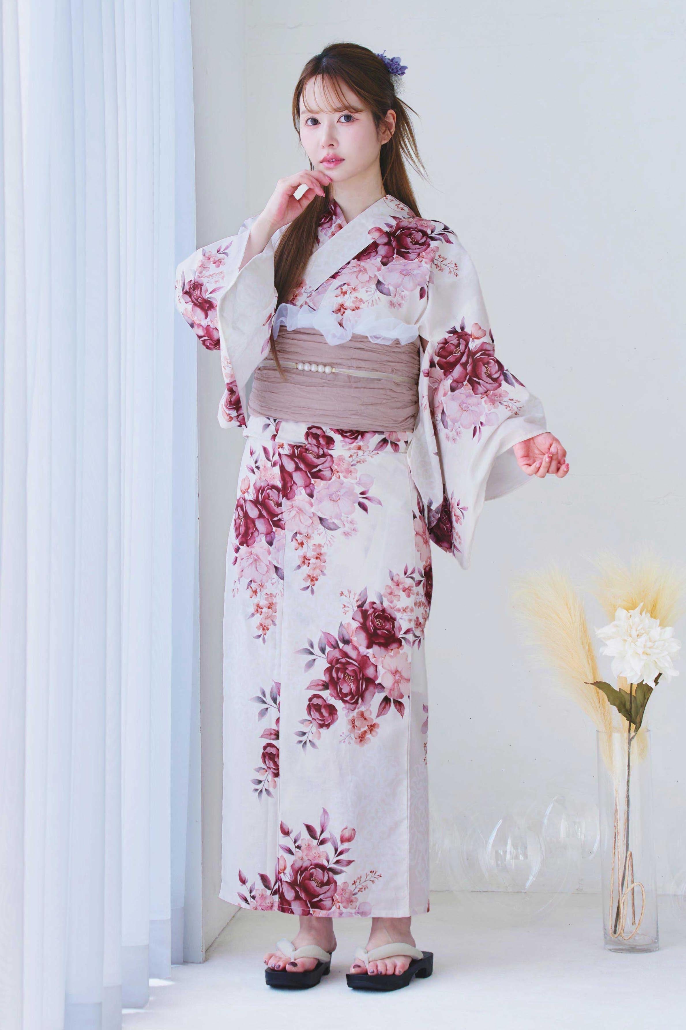 上等品 綿紅梅生地♪百花繚乱 闇桜に牡丹★上質大人 浴衣★高級浴衣 3点セット 上等品 綿紅梅生地♪百花繚乱 闇桜に牡丹☆上質大人 浴衣☆高級浴衣 3